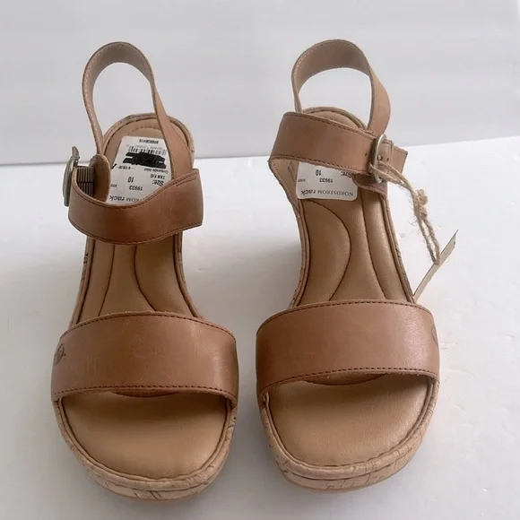 BORN $120 Shoes Women’s Lenore Platform Wedge Tan Leather Sandal Size 10 NWT - Picture 5 of 7